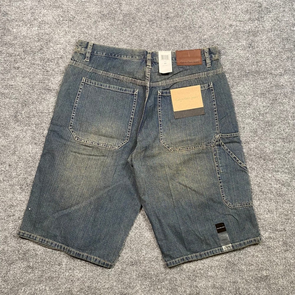 Calvin Klein Jeans Mens 32 Medium Blast Denim Carpenter Shorts Blue Y2K 80S4218C